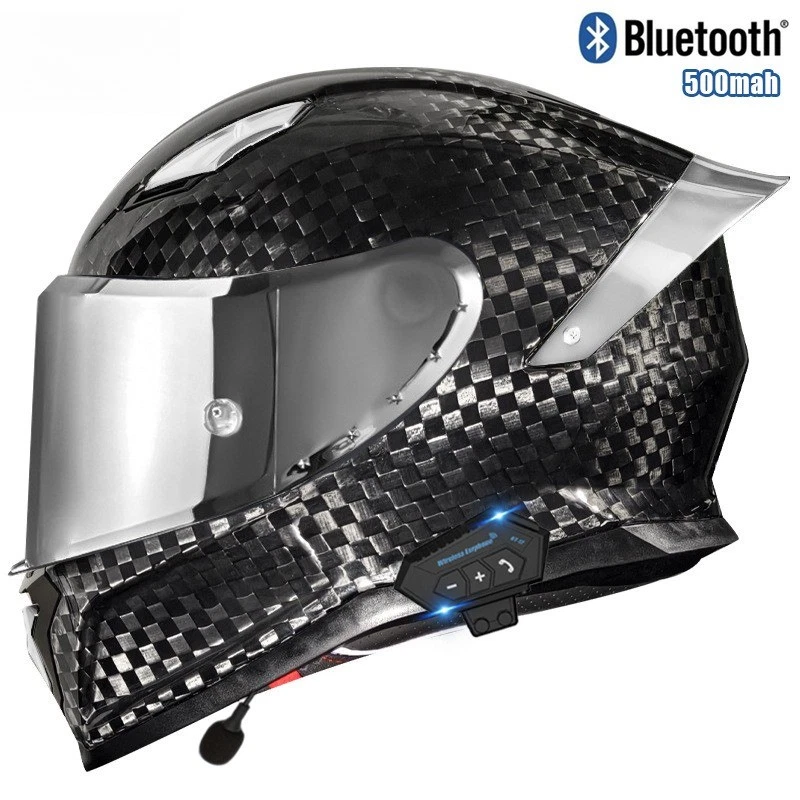 Hombre y Mujer Cuatro Estaciones Fibra Carbono Bluetooth Cascos Moto Foto 4 de 4