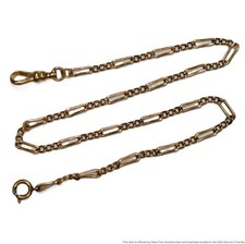 Heavy Antique Handmade 14K Gold Front Mens Pocket Watch Fob Chain 15 inches