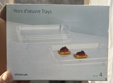 3 boxes of 4ea U.S. Acrylic Hors D  oeuvre Trays Set of 4 Clear Plastic Trays