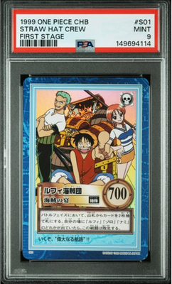 PSA 9 One Piece Carddass Hyper Battle 1999 Straw Hat Crew S01