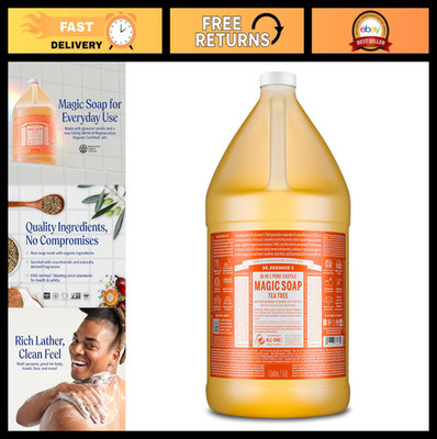 Pure-Castile Liquid Soap - Tea Tree, 1 Gallon - 18-in-1 Uses, Natural, Vegan, No