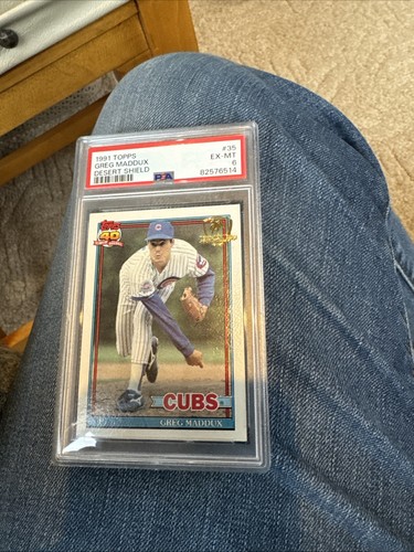 1991 Topps Desert Shield #35 Greg Maddux PSA 6 HOF Cubs RARE!