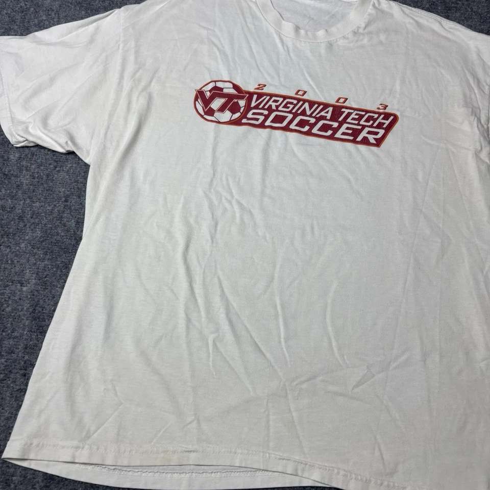 VTG 2003 Virginia Tech Hokies Soccer T Shirt Men’s XL White NCAA Single Stitch  - Image 4 of 4