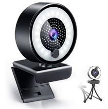 Streaming Webcam with Light, 2K HD Webcam wit...
