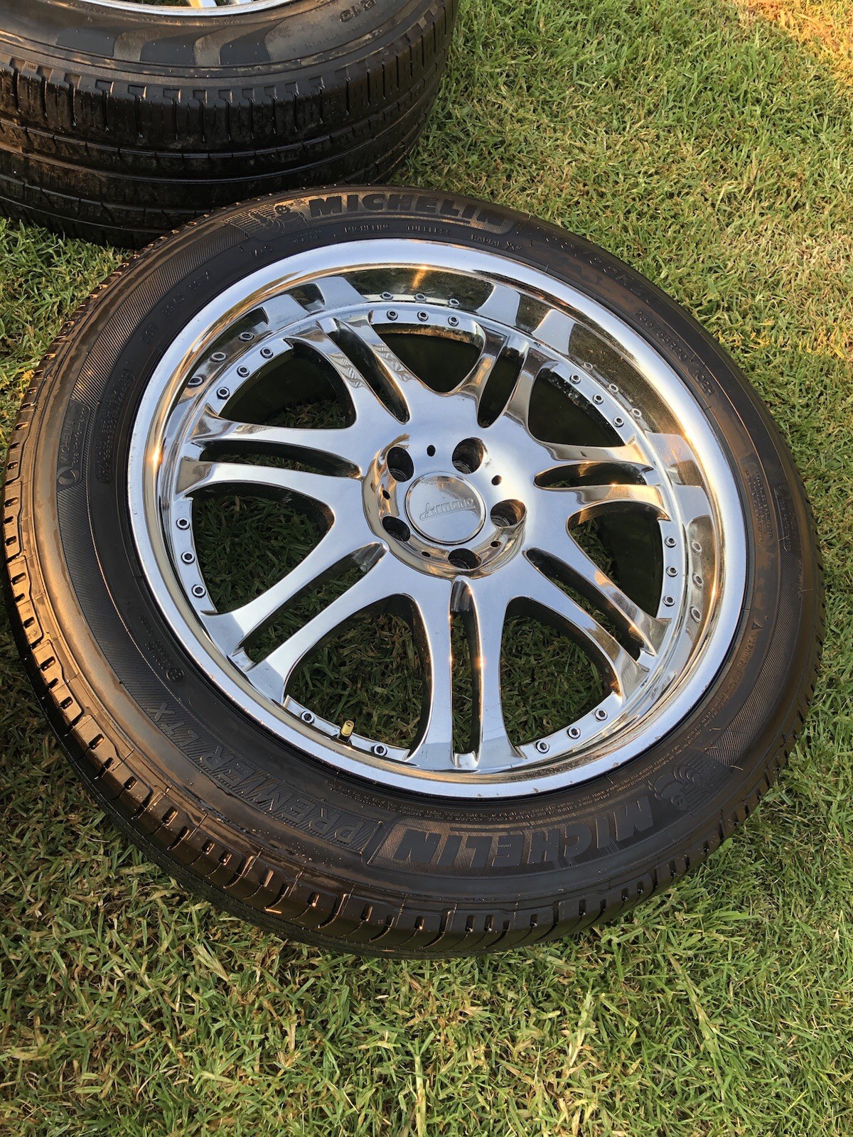 Armano Rims and Tires 19” x8” Pair & 20” x 8.5” Pair Set of 4 Wheels 5 x 4.75”