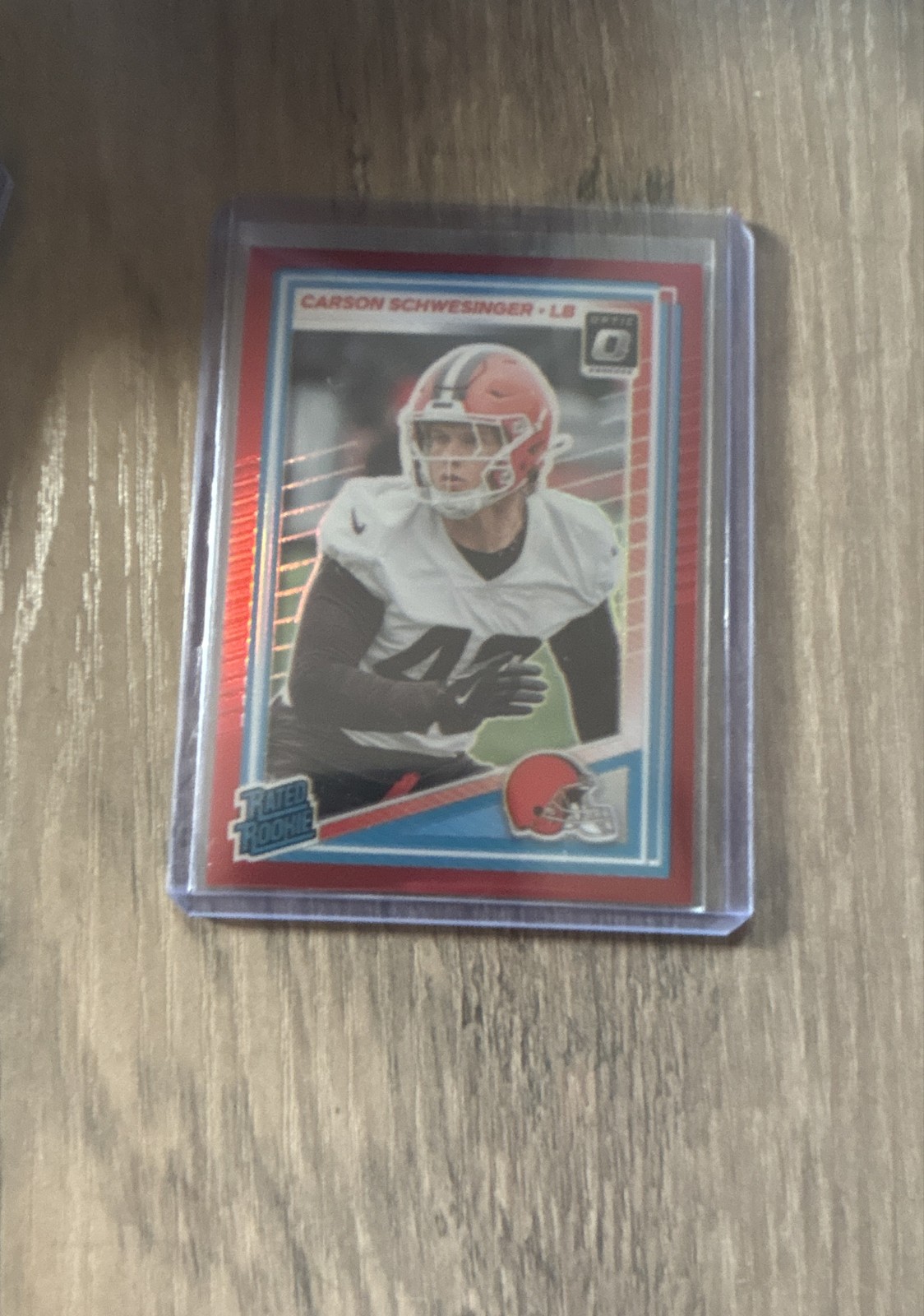 2025 Panini Donruss Optic - Rated Rookie Carson Schwesinger #217 Red Prizm /149