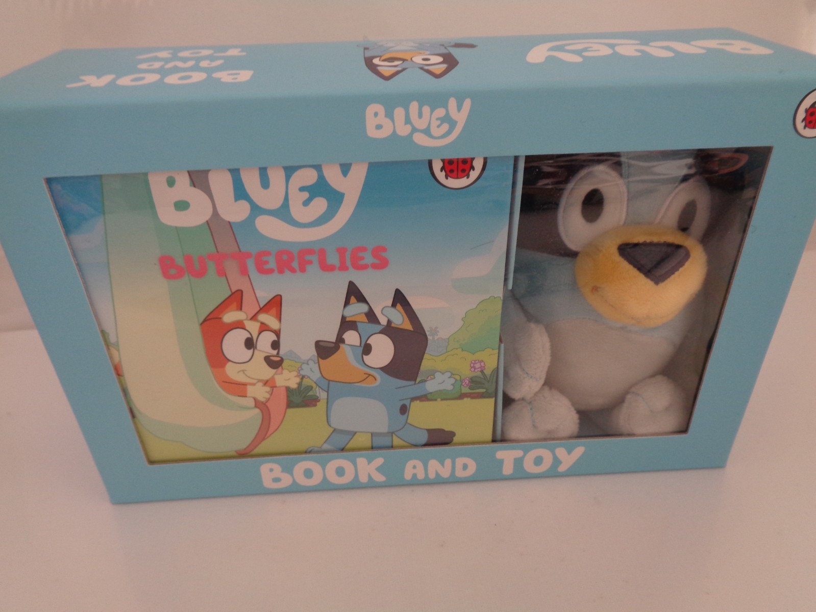 Bluey plush soft toy and butterflies book gift set - new in box