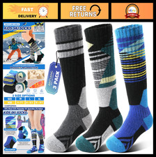 Kids Merino Wool Ski Socks - 3 Pairs Thermal Thick Winter Cushioning for Snowboa