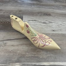Vintage Shoe Last Form Hand Painted Floral Folk Art Decor Display