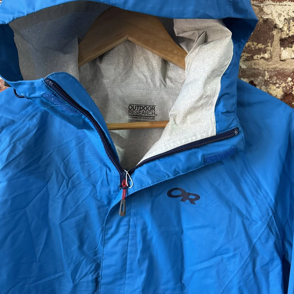 Chaqueta de lluvia para hombre Outdoor Research grande Ventia cremallera completa con capucha azul Foto 3 de 4