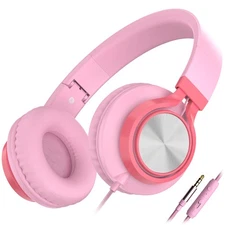 AILIHEN C8 Girls Headphones, On-Ear Headphones Wired with Medium, Pink 