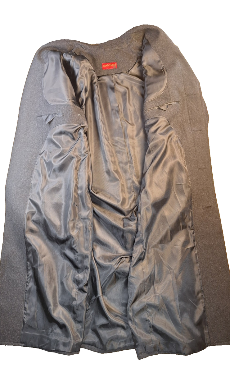 Mantoni Italy Mens Sz 54 Wool Blend Overcoat Top Coat Charcoal