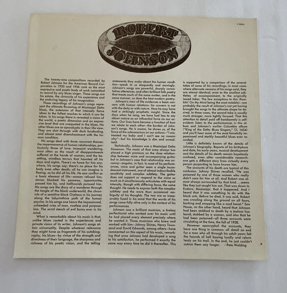 Robert Johnson - King of the Delta Blues Singers Vol.II-1st Press 1A/1B Mono - Image 3 of 4