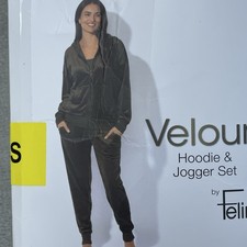 Felina Women's S Velour Hoodie Jogger Set Green a1954