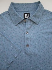 Mens Large FootJoy SS Polo Shirt golf floral hawiian blue