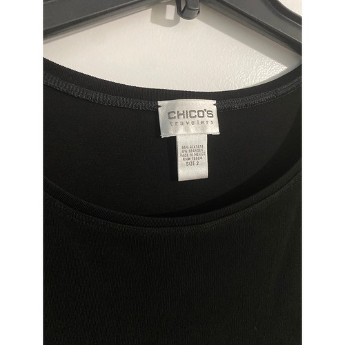 Chico’s Travelers tank top women’s size 2 black stretchy slinky comfort basic - Picture 2 of 4
