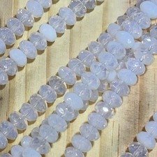 Czech Glass Rondelle Spacer Beads 4x7mm White Opal milky tire/donut 42pcs J775