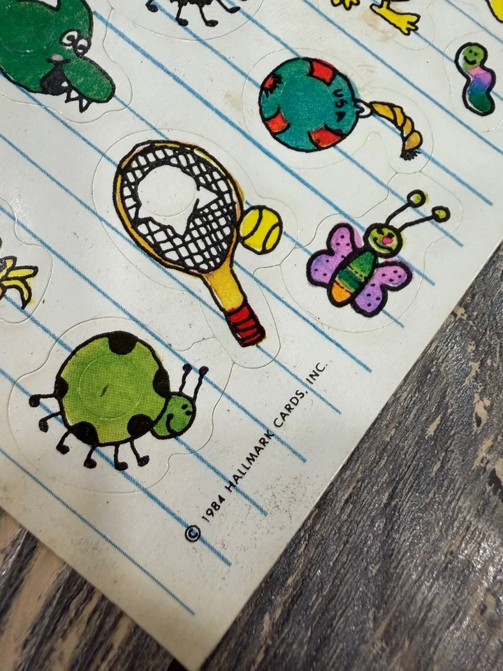 Винтажные коллекционные листы наклеек 1984 Hallmark мультфильм эфемера - Изображение 3 из 4