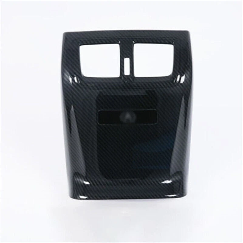 Cubierta de ventilación de salida de aire reposabrazos trasero de fibra de carbono negro para Acura TLX 2015-22 Foto 4 de 4