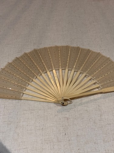 Antique Victorian Hand Fan with Sequins and Spangles Circa 1900