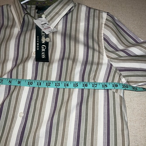 New W/T Lemon Grass Studio Women’s Striped Button Up 3/4 Sleeve Shirt Large - Picture 5 of 7