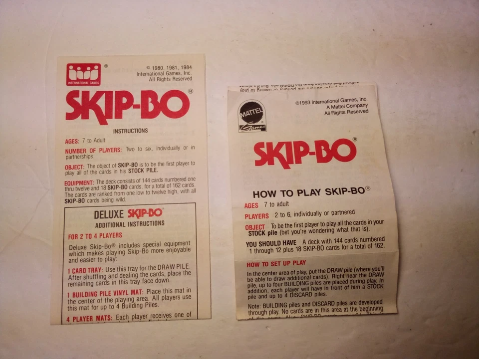 Vintage 1984 Edition "SKIP-BO" Card Game 100% Complete 162 Cards & Instructions. - Image 2 of 4