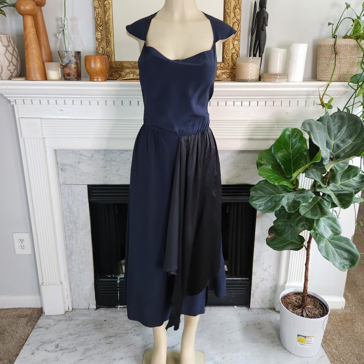 black and blue color block dress Plus Size Lace-Up Mini Dress Black / 1X