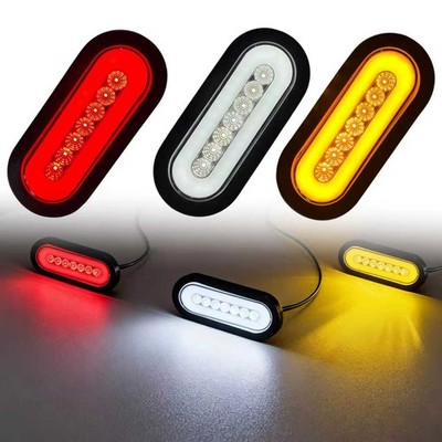 Universal 6'' Oval LED Stop Turn Tail Brake Light 12V 2 Red 2 White 2 Amber Truck