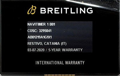 Breitling Navitimer 1 B01 TWA AB01219A1G1X1 Authentic Watch Certificate Warranty
