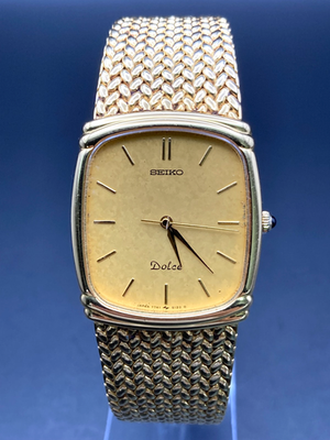N Mint] Seiko Dolce 7741-5110 Mens Vintage Watch Gold Dial Quartz