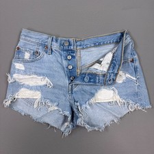 Levis Cut Off Shorts Womens 26 Blue Denim Booty Cheeky Daisy Duke Big E Premium
