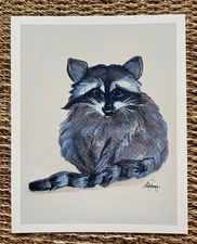 Raccoon 🦝 watercolor print, woodland animal painting, nature lovers, wildlife