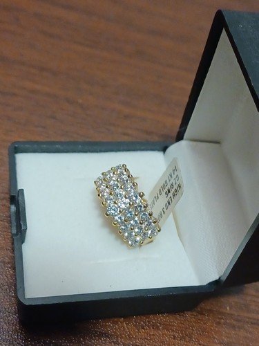 14K vergoldeter High End 3-reihiger CZ Ring Größe 9 neu mit Etikett "gelaufen" - Bild 3 von 8