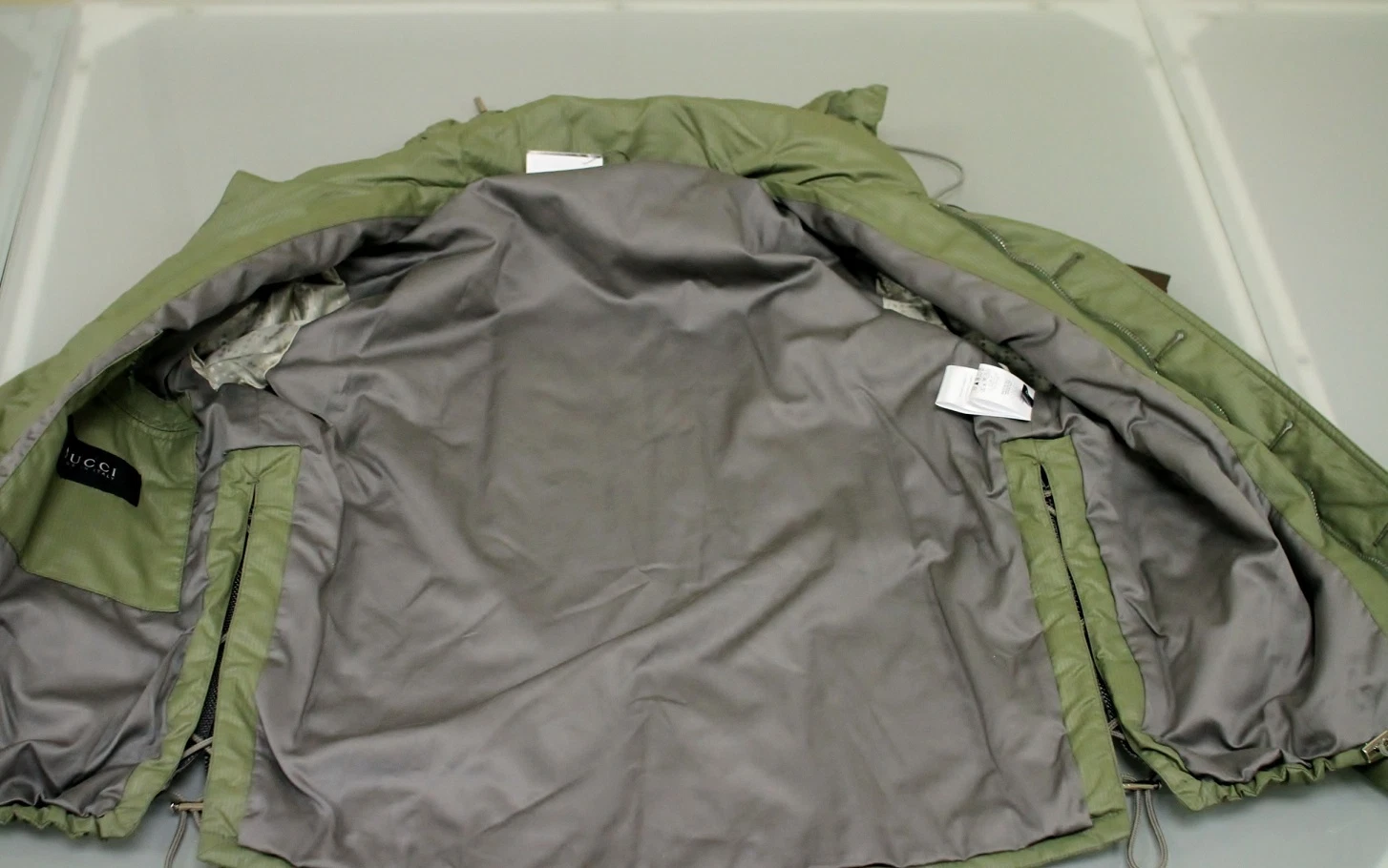 Giacca da uomo GUCCI nuova autentica $1310 con imbottitura IT 56 verde 256634