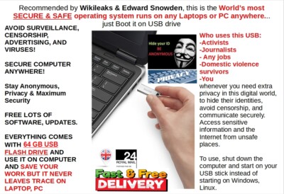 WELTWEIT SICHERSTES OS auf 128 GB USB, empfohlen von Wikileaks & Edward Snowden 