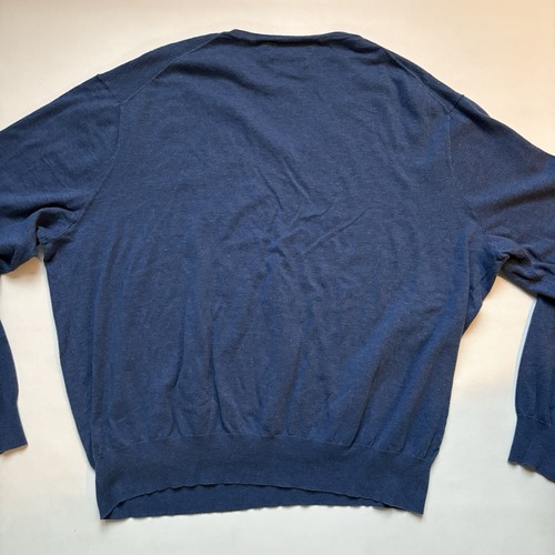 Polo Ralph Lauren Sweater Mens 2XL XXL Blue Pullover V Neck Pima Cotton Preppy - Picture 7 of 7