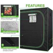 48"x24"x60" Hydroponic Grow Tent Window Floor Tray for Indoor Plant Growing 2x4