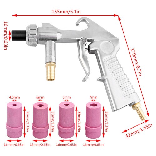 Sandblaster Air Siphon Feed Blast Gun Sand Blasting Gun with Metal Ceramic Tips - Picture 2 of 12