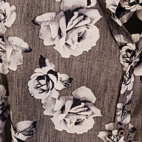 Size XL Cactus Man, Mens Dress Shirt Slim Fit Floral Black Gray Fall - Picture 4 of 5