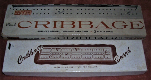 2 Vintage Wood Cribbage Games Horn & Baron Brands W/ instruction & Boxes - Picture 1 of 3