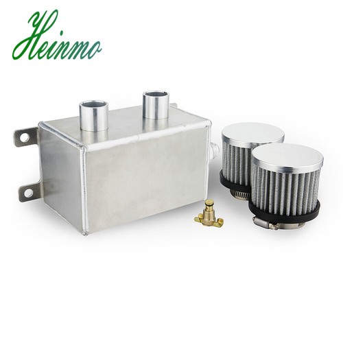 Universal 1.2L Dual Baffled Engine Motor Oil Catch Can 2x10AN Twin Filter Chrome - Picture 3 of 6