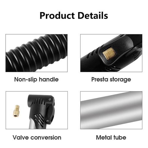 Mini Bike Pump Portable Bicycle Tire Ball Air Inflator Presta Schrader 70PSI US - Picture 10 of 13