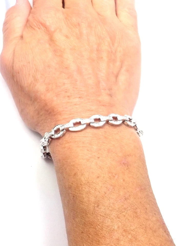 Authentic! Damiani 18k White Gold Diamond Link Tennis Bracelet - Image 2 of 4