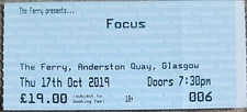 FOCUS CONCERT TICKET LIVE at The Ferry GLASGOW UK TOUR 2019 THIJS VAN LEER