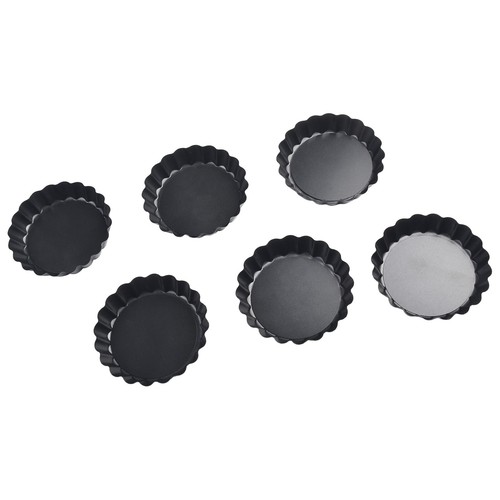 6Stk 4in Antihaft Runde Karbonstahl Pie Ofen Backform Tortenform Quiche Pfanne - Bild 7 von 24