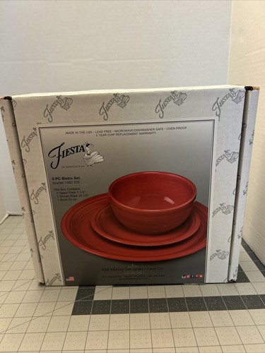 Fiesta Ware Fiestaware TABLEWARE 3-Piece Bistro Set ~ Scarlet Red in Box USA - Picture 3 of 12