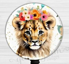 Lion Badge Holder, African Lion Nurse Badge Reel, Bright ID Retractable 6573