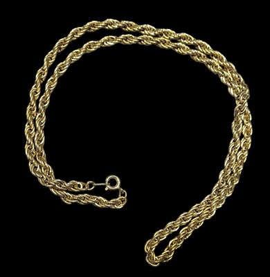 Vintage Korea Marked Gold Tone Rope Chain Necklace