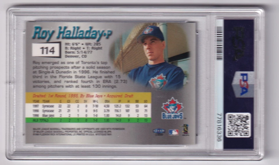 Fleer Mystique #114 Roy Halladay 1999 907/2999 calificado PSA 9 como nuevo Foto 2 de 2