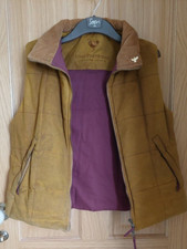 John Partridge Womens Waxed Cotton Gilet In Mustard, Size L Large